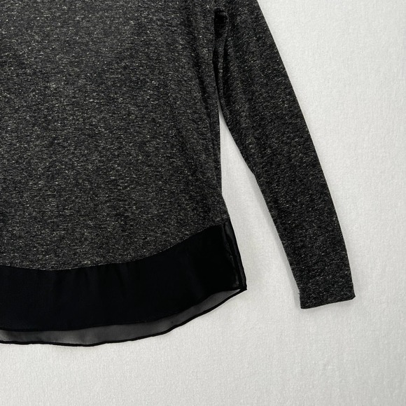 LNA Shirt Womens XS Gray Marl Black Scoop Back Sheer Panel Long Sleeve Top Tee - Picture 5 of 13
